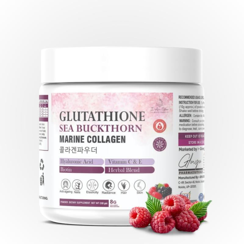 Glow Glutathione Sea Buckthorn Marine Collagen Powder - Berry Flavour