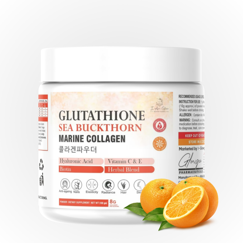 Glow Glutathione Sea Buckthorn Marine Collagen Powder - Orange Flavour