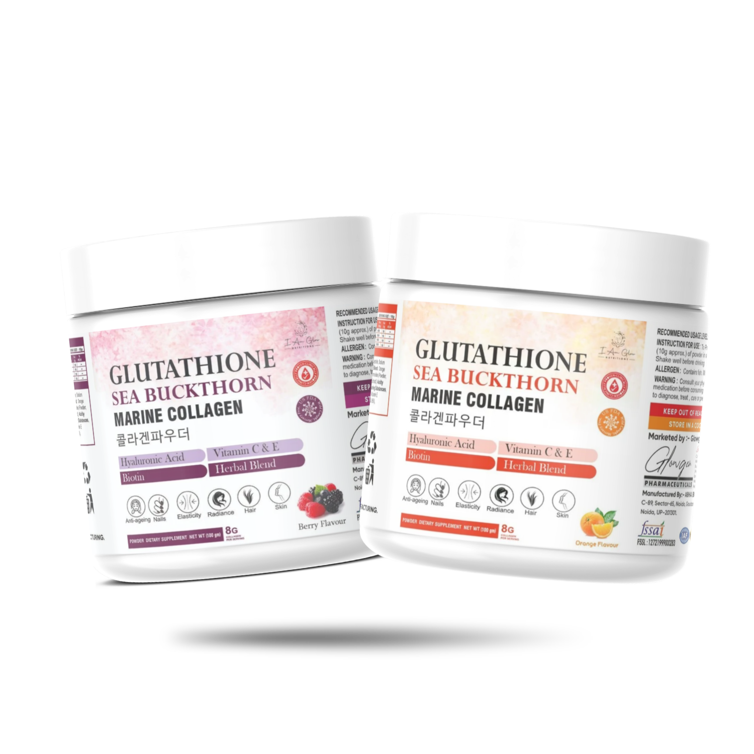 Glow Glutathione Sea Buckthorn Marine Collagen Powder Combo